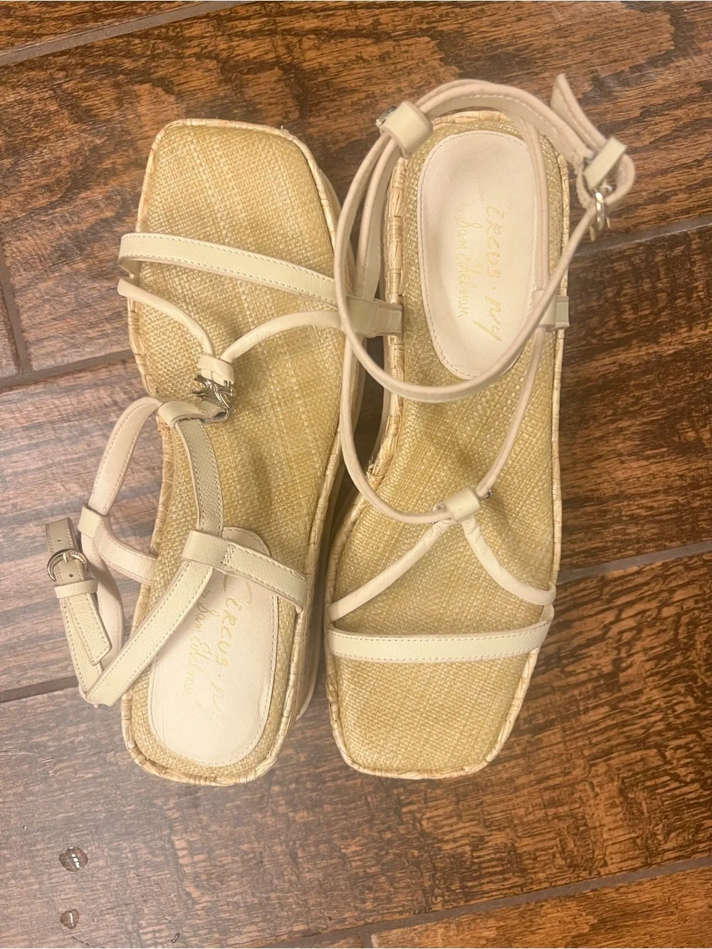 Circus by Sam Edelman Cream Woven Espadrille Wedge Sandals